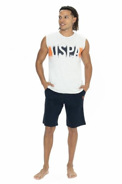 U.s Polo Assn. 18885 Erkek Kolsuz Bisiklet Yaka Şortlu Pijama Takımı-Karmelanj