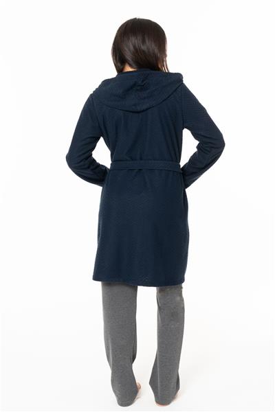 U.s Polo Assn. 20127 Kadın İnce Polar Uzun Kollu Kapişonlu Sabahlık-Lacivert