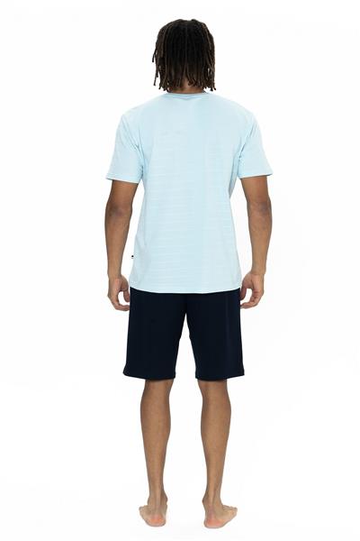 U.s Polo Assn. 18881 Erkek Kısa Kollu Bisiklet Yaka Şortlu Pijama Takımı-Mavi