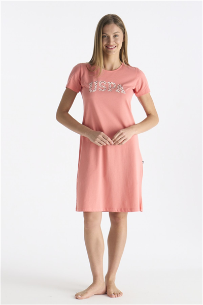 U.s Polo Assn. 20200 Kadın Kısa Kollu Gecelik-Mercan