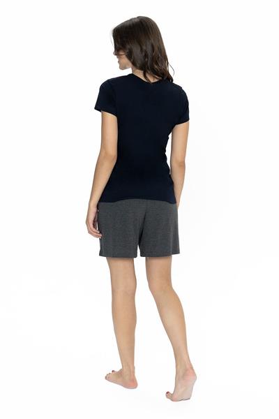 U.s Polo Assn. 20004 Kadın Kısa Kollu Bisiklet Yaka Şortlu Pijama Takımı-Lacivert