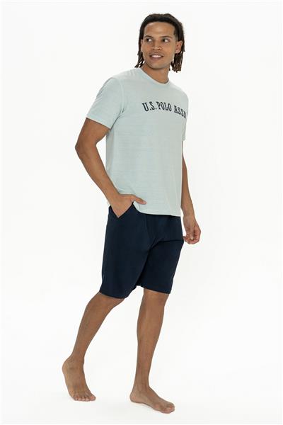 U.s Polo Assn. 18886 Erkek Kısa Kollu Bisiklet Yaka Şortlu Pijama Takımı-Mint