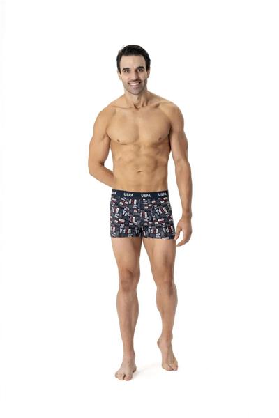 U.s Polo Assn. 80509 Erkek Pamuklu 3lü Boxer-Bordo&Grimelanj&Baskılı