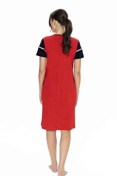 U.s Polo Assn. 20009 Kadın Kısa Kollu V Yaka Rahat Ev Giyim-Kırmızı