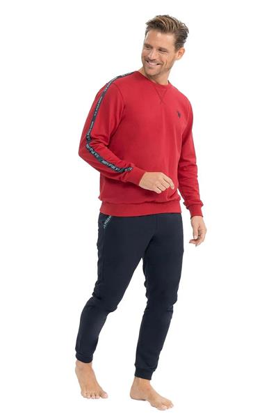 U.s Polo Assn. 18814 Erkek Uzun Kollu Yuvarlak Yaka Paçası Lastikli Rahat Ev Giyim-Bordo