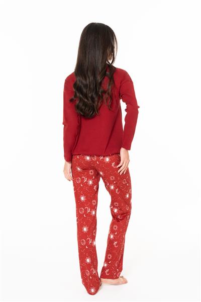 U.s Polo Assn. 20155 Kadın Uzun Kollu Bisiklet Yaka Pijama Takımı-Bordo