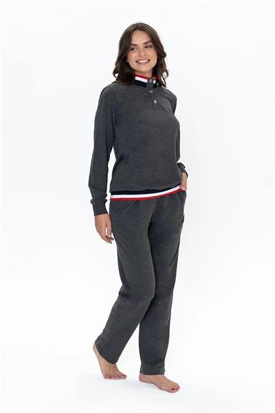 U.s Polo Assn. 20112 Kadın Uzun Kollu Dik Yaka Rahat Ev Giyim-Antrasitmelanj