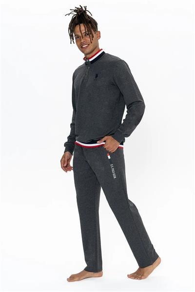 U.s Polo Assn. 18922 Erkek Uzun Kollu Dik Yaka Rahat Ev Giyim-Antrasitmelanj
