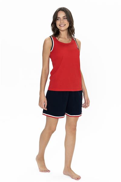 U.s Polo Assn. 20005 Kadın Kalın Askılı Bisiklet Yaka Şortlu Pijama Takımı-Kırmızı