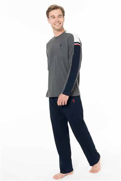 U.s Polo Assn. 18957 Erkek Uzun Kollu Bisiklet Yaka Pijama Takımı-Antrasitmelanj