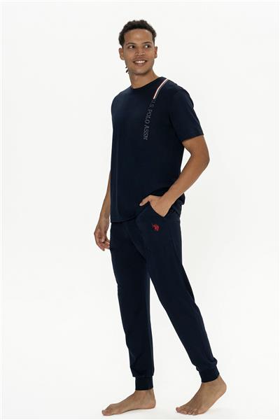 U.s Polo Assn. 18890 Erkek Kısa Kollu Bisiklet Yaka Paçası Lastikli Pijama Takımı-Lacivert