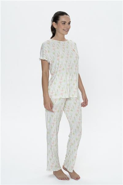 U.s Polo Assn. 20082 Kadın Kısa Kollu Bisilet Yaka Pijama Takımı-Ekru