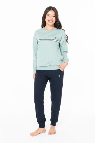 U.s Polo Assn. 20121 Kadın Uzun Kollu Bisiklet Yaka Paçası Bantlı Rahat Ev Giyim-Mint
