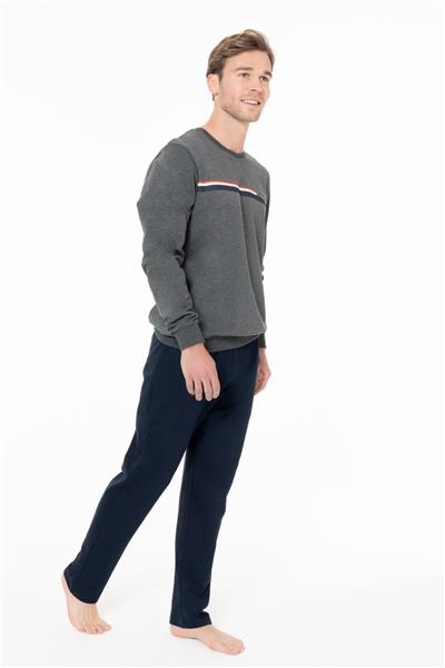 U.s Polo Assn. 18925 Erkek Uzun Kollu Bisiklet Yaka Rahat Ev Giyim-Antrasitmelanj