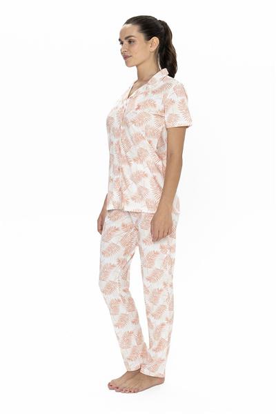 U.s Polo Assn. 20087 Kadın Kısa Kollu Gömlek Pijama Takım-Somon