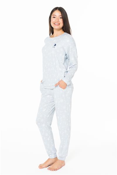 U.s Polo Assn. 20152 Kadın Uzun Kollu Bisiklet Yaka Pijama Takımı-Mavi
