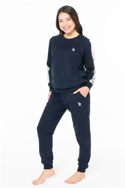 U.s Polo Assn. 20115 Kadın Uzun Kollu Bisiklet Yaka Paçası Bantlı Rahat Ev Giyim-Lacivert