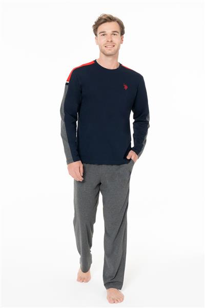 U.s Polo Assn. 18957 Erkek Uzun Kollu Bisiklet Yaka Pijama Takımı-Lacivert