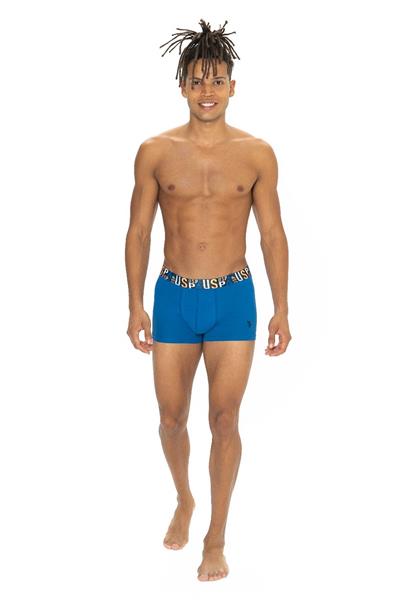 U.s Polo Assn. 80572 Erkek Pamuklu 3lü Boxer-Saks&Sarı&Lacivert