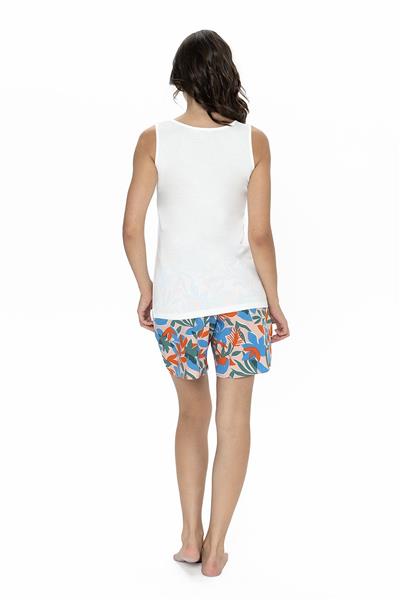 U.s Polo Assn. 20098 Kadın Kalın Askılı Bisiklet Yaka Şortlu Pijama Takımı-Ekru