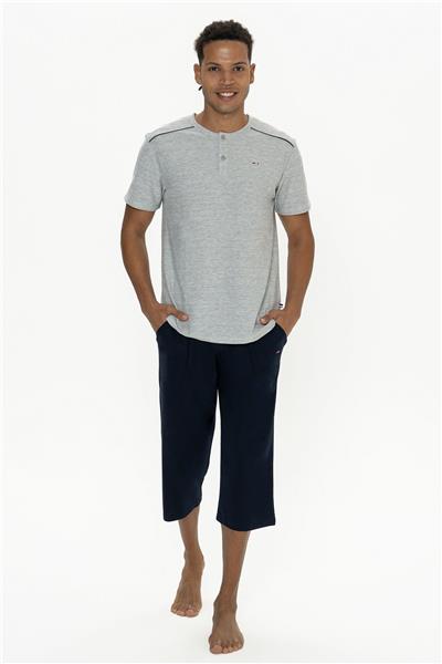 U.s Polo Assn. 18887 Erkek Kısa Kollu Bisiklet Yaka Kapri Pijama Takımı-Gri