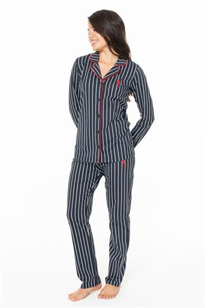 U.s Polo Assn. 20138 Kadın Uzun Kollu Gömlek Pijama Takım-Lacivert