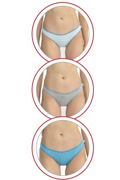 U.s Polo Assn. 66432 Kadın Karışık Desen Pamuklu 3lü Slip Külot-Mavi