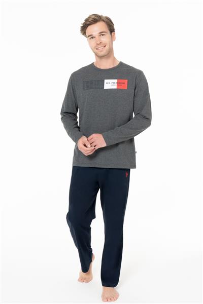 U.s Polo Assn. 18945 Erkek Uzun Kollu Bisiklet Yaka Pijama Takımı-Antrasitmelanj