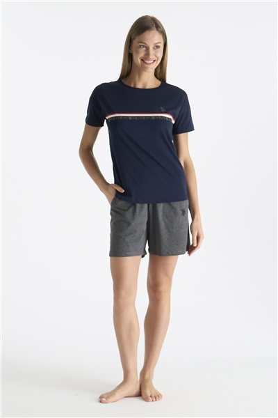 U.s Polo Assn. 20194 Kadın Kısa Kollu Şortlu Pijama Takım-Lacivert