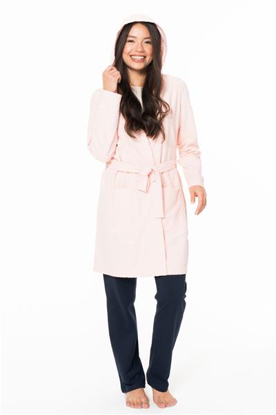 U.s Polo Assn. 20127 Kadın İnce Polar Uzun Kollu Kapişonlu Sabahlık-Pembe