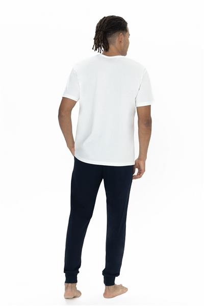 U.s Polo Assn. 18890 Erkek Kısa Kollu Bisiklet Yaka Paçası Lastikli Pijama Takımı-Ekru