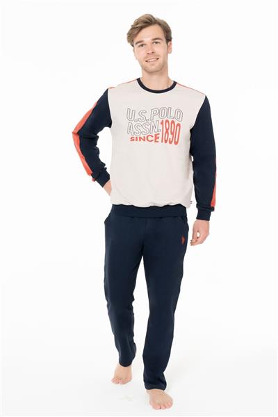 U.s Polo Assn. 18939 Erkek Uzun Kollu Bisiklet Yaka Rahat Ev Giyim-Bej