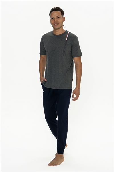 U.s Polo Assn. 18890 Erkek Kısa Kollu Bisiklet Yaka Paçası Lastikli Pijama Takımı-Antrasitmelanj