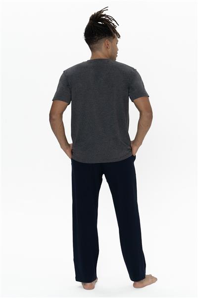 U.s Polo Assn. 18901B Erkek Büyük Beden Kısa Kollu Yakası Düğmeli Pijama Takımı-Antrasitmelanj