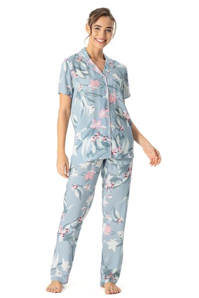 U.s Polo Assn. 17047 Kadın Kısa Kollu Önden Düğmeli Pijama Takım-Mint