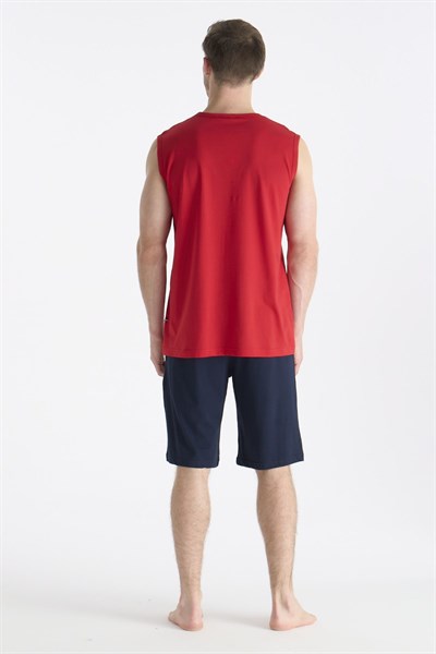 U.s Polo Assn. 19010 Erkek Sıfır Kollu Şortlu Pijama Takımı-Kırmızı