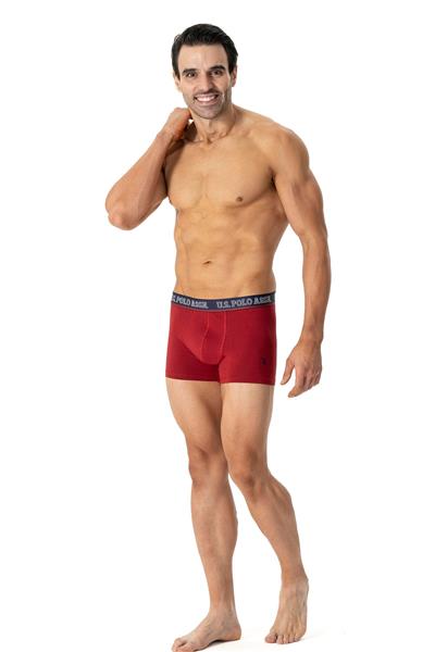 U.s Polo Assn. 80516 Erkek Pamuklu 3lü Boxer-Bordo&Lacivert&Baskılı