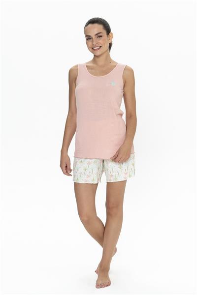 U.s Polo Assn. 20080 Kadın Kalın Askılı Bisiklet Yaka Şortlu Pijama Takımı-Somon