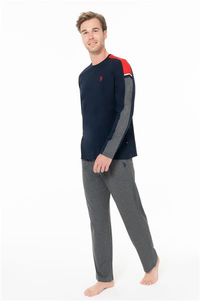 U.s Polo Assn. 18957 Erkek Uzun Kollu Bisiklet Yaka Pijama Takımı-Lacivert