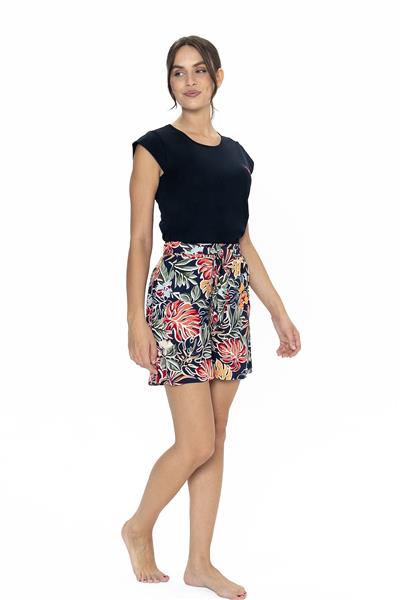 U.s Polo Assn. 20027 Kadın Kısa Kollu Bisiket Yaka Şortlu Pijama Takımı-Lacivert