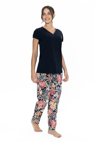 U.s Polo Assn. 20026 Kadın Kısa Kollu V Yaka Pijama Takımı-Lacivert