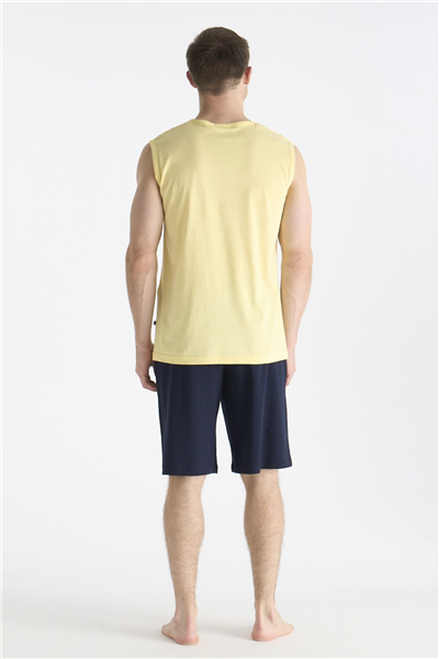 U.s Polo Assn. 19020 Erkek Kolsuz Bisiklet Yaka Şortlu Pijama Takımı-Sarı