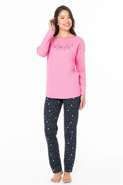 U.s Polo Assn. 20140 Kadın Uzun Kollu Bisiklet Yaka Pijama Takımı-Fuşya