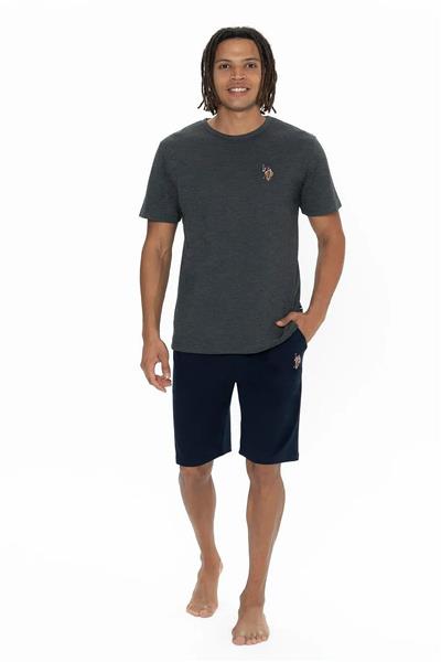 U.s Polo Assn. 18904 Erkek Kısa Kollu Bisiklet Yaka Şortlu Pijama Takımı-Antrasit