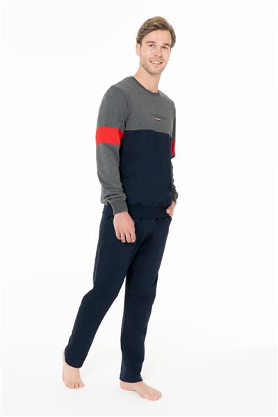 U.s Polo Assn. 18930 Erkek Uzun Kollu Bisiklet Yaka Rahat Ev Giyim-Antrasitmelanj