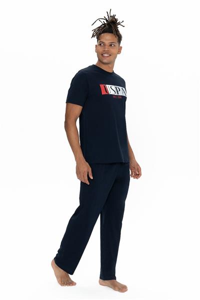 U.s Polo Assn. 18899 Erkek Kısa Kollu Bisiklet Yaka Pijama Takımı-Lacivert