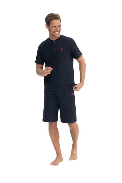 U.s Polo Assn. 12040 Erkek Çeyizlik 5li Sabahlıklı Pijama Takım-Lacivert