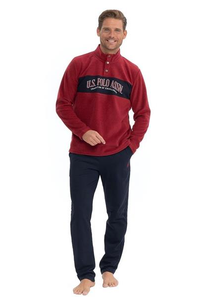 U.s Polo Assn. 18826 Erkek Polar Uzun Kollu Dik Yaka Rahat Ev Giyim-Bordo