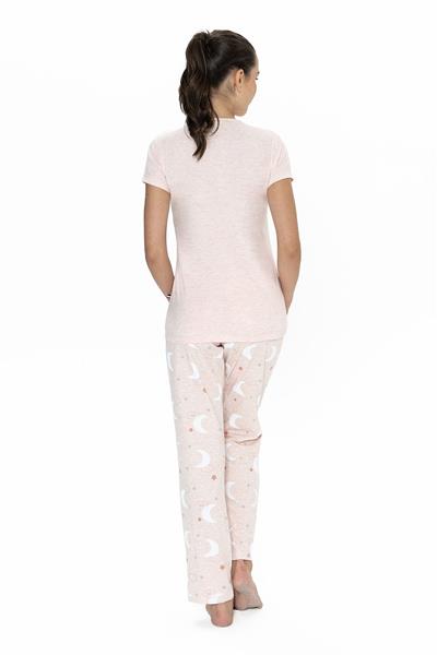 U.s Polo Assn. 20075 Kadın Kısa Kollu Bisiklet Yaka Pijama Takımı-Pembemelanj