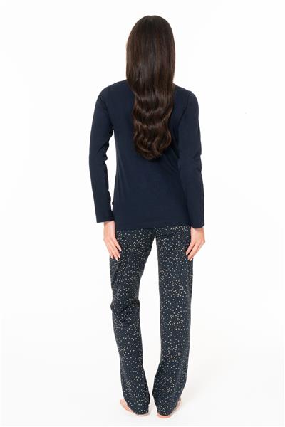 U.s Polo Assn. 20161 Kadın Uzun Kollu Düğmeli Bisiklet Yaka Pijama Takımı-Lacivert